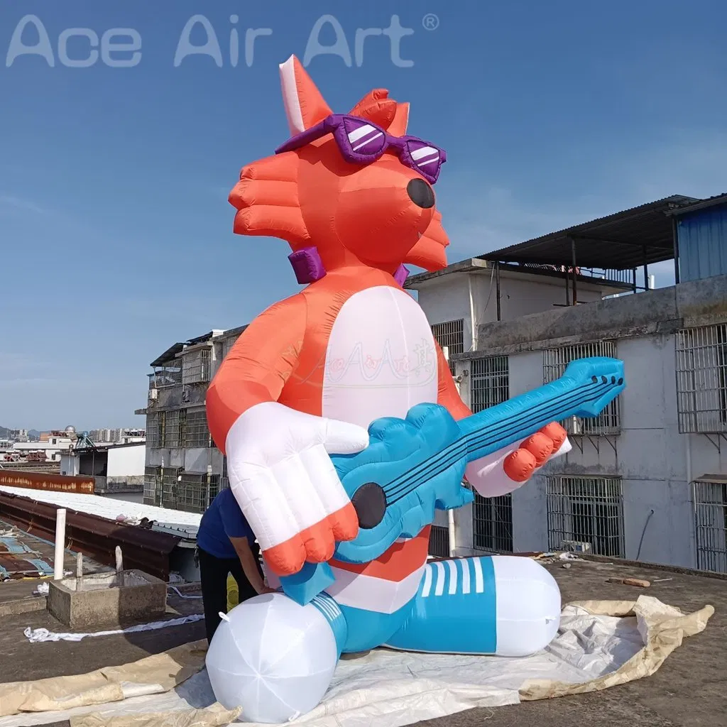 Inflatable Fox with Guitar Inflatable Animal Cartoon Animal Balloon for Outdoor Advertising Promotion Event Decoration