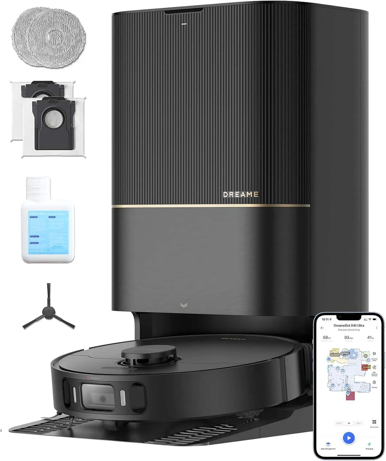 Dreame X50 Ultra Robot Vacuum Cleaner Base Station 20, 000PA Detangling Brush