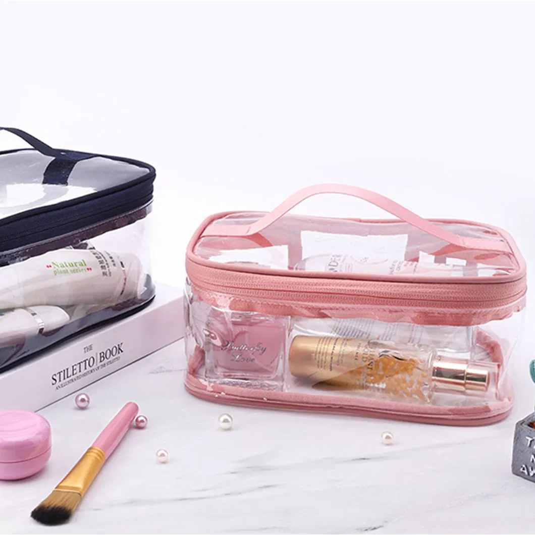 Custom High Quality Waterproof Zipper Travel Bag PVC Makeup Bag for Women Clear PVC Toiletery Travel Bag