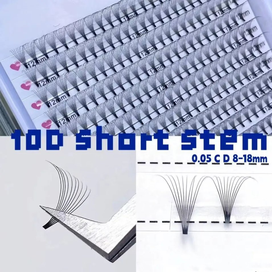5D/6D/10d 0.05/0.07 Black Short Stem Lashes Trays Long Stem Premade Fans Eyelashes