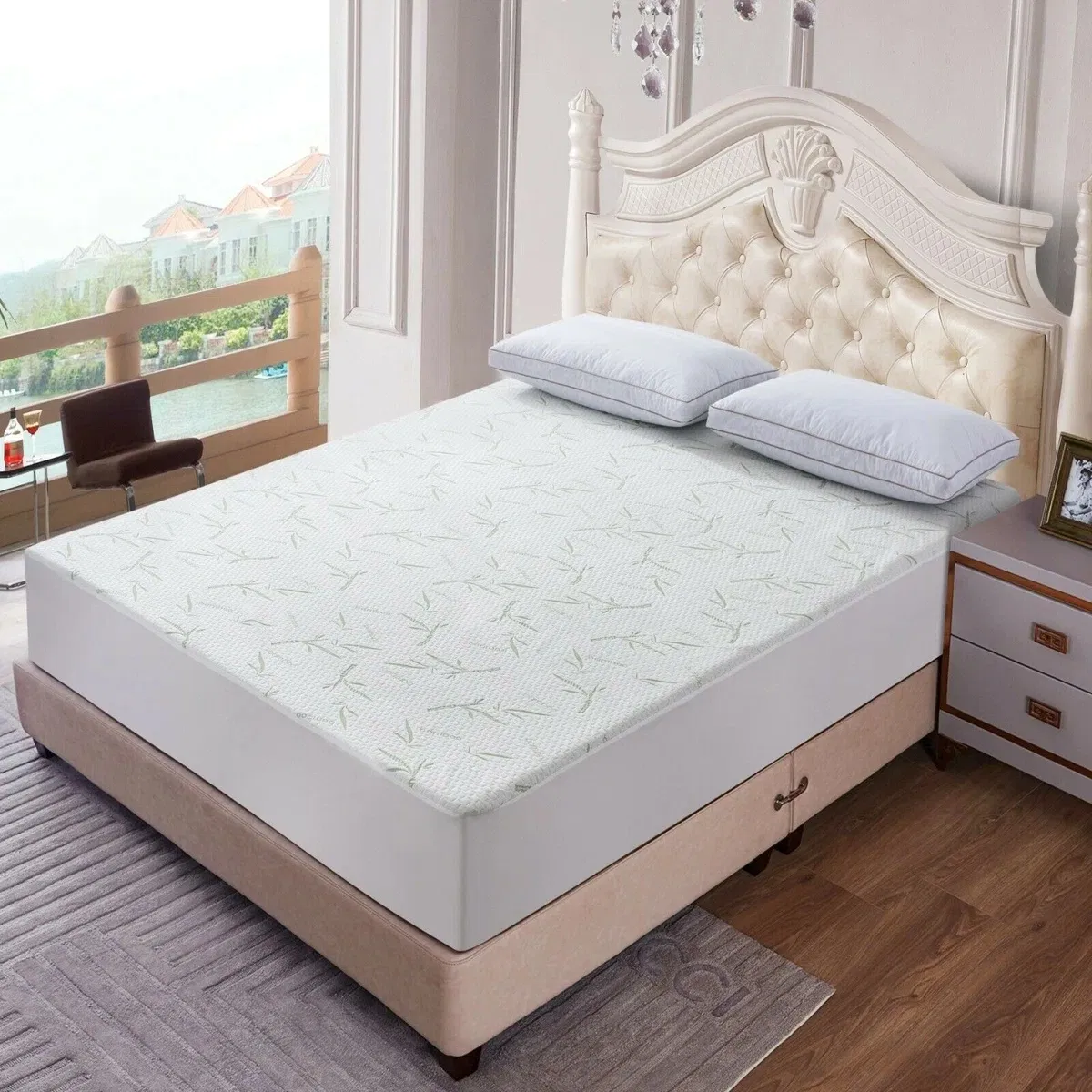 Eco- Friend Bamboo Waterproof Mattress Cover Deep Pocket Breathable Mattress Protector for Hotel Home