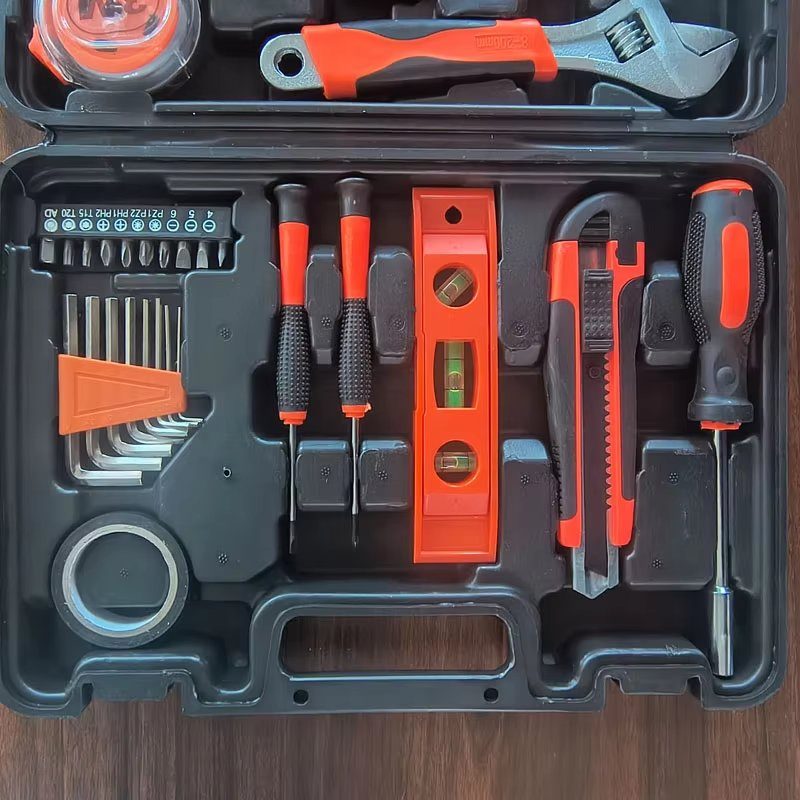 13-Piece DIY Hardware Hand Tool Set with Portable Plastic Toolbox