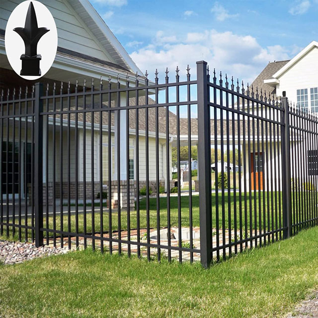 Galvanised Steel Powder Coated Black Security Picket Wrought Iron Fence