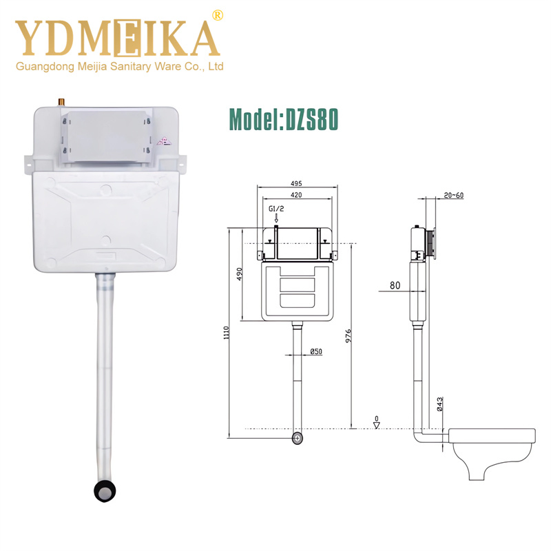 Space Saving Hidden Water Tank Without Metal Frame for Squat Toilet Concealed Cistern