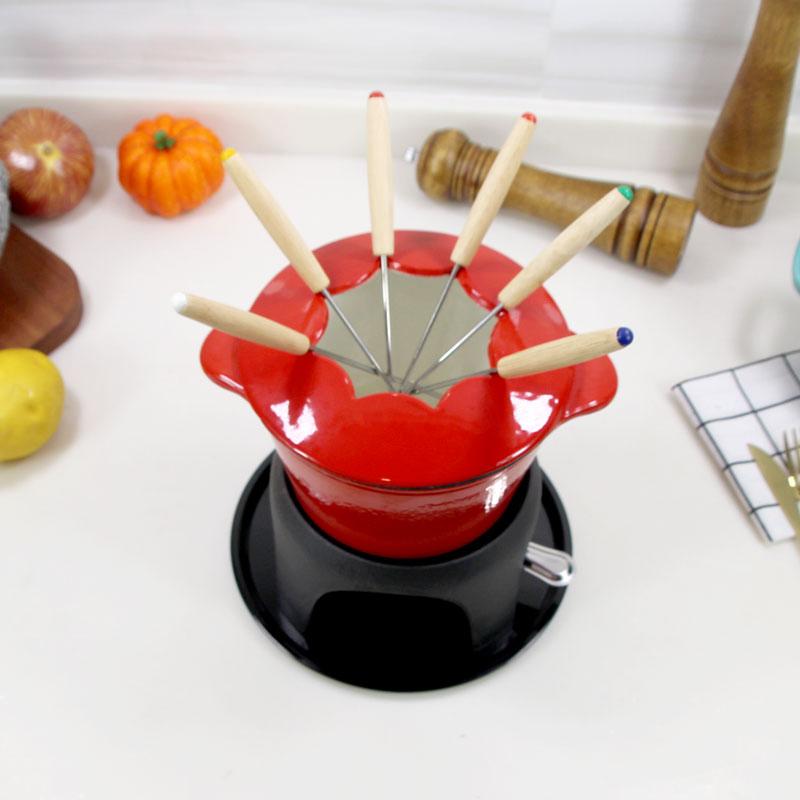 Набор для фондю из чугуна Cookwin, 17 см, красный