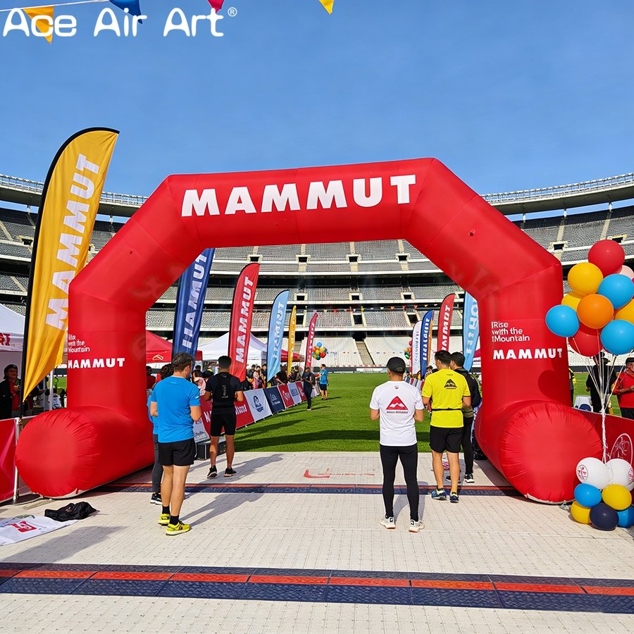 Red Bottom Beam Archway Self-Standing Inflatable Start Finish Line for Outdoor Activities