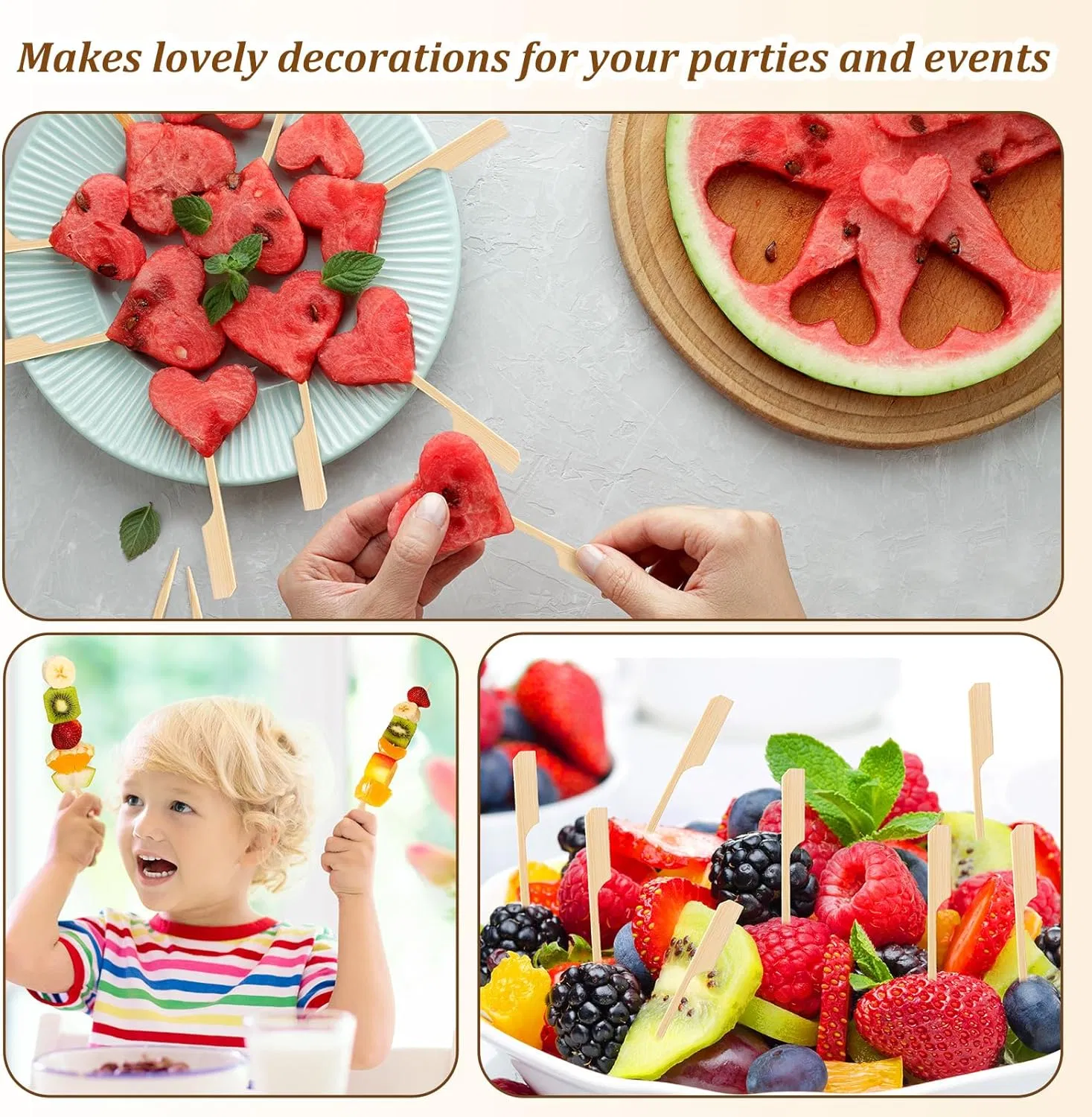 Wooden Skewer Disposable BBQ Barbeque Grilling Kebab Root Sticks