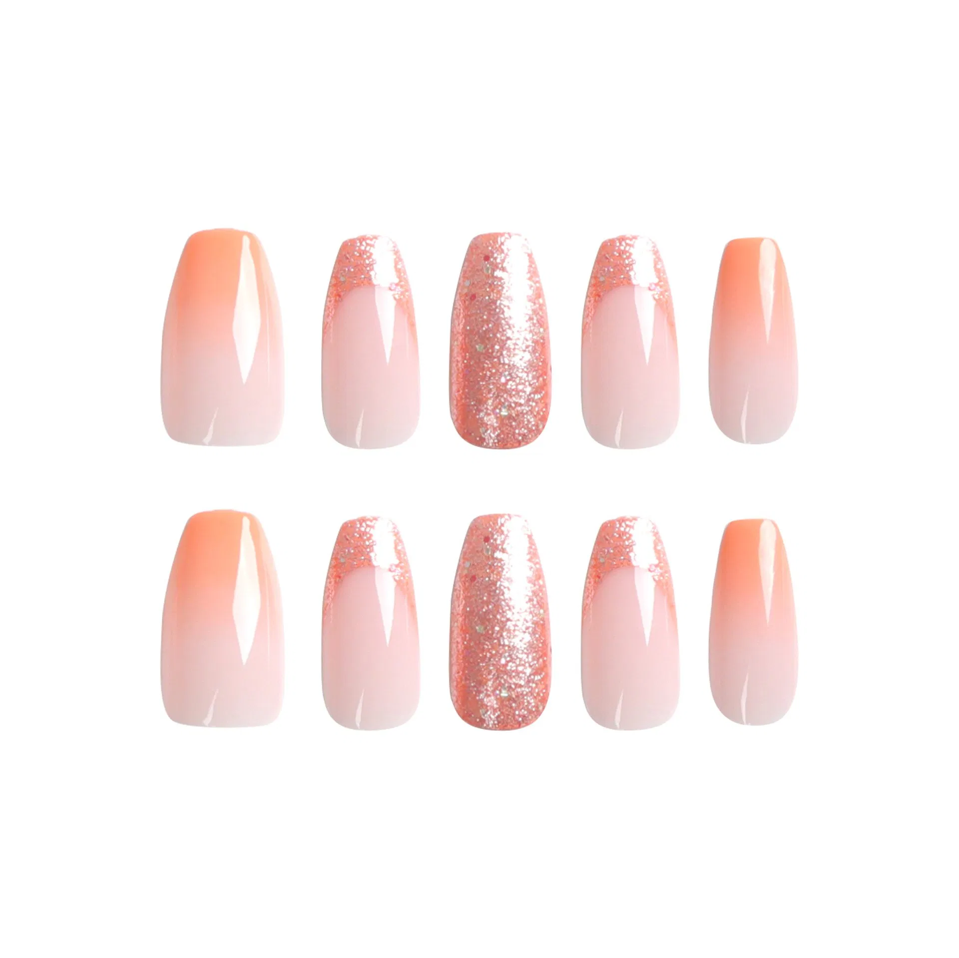 Orange Gradual Shining Powder Nail Enhancement Tablets Detachable Finished Nail Tablets