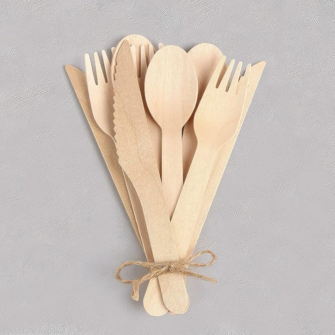 Wholesale Restaurant Bamboo Wooden Cutlery Set Disposable Bamboo Wood Spoon/Fork/Knife/Chopsticks Kit