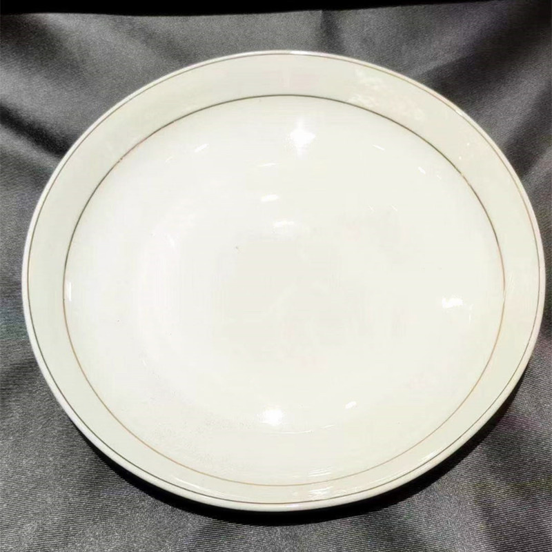 8"Coup Moon Soup Bowl Plate Ggk Decal Golden Line Ceramic Porcelain Tableware