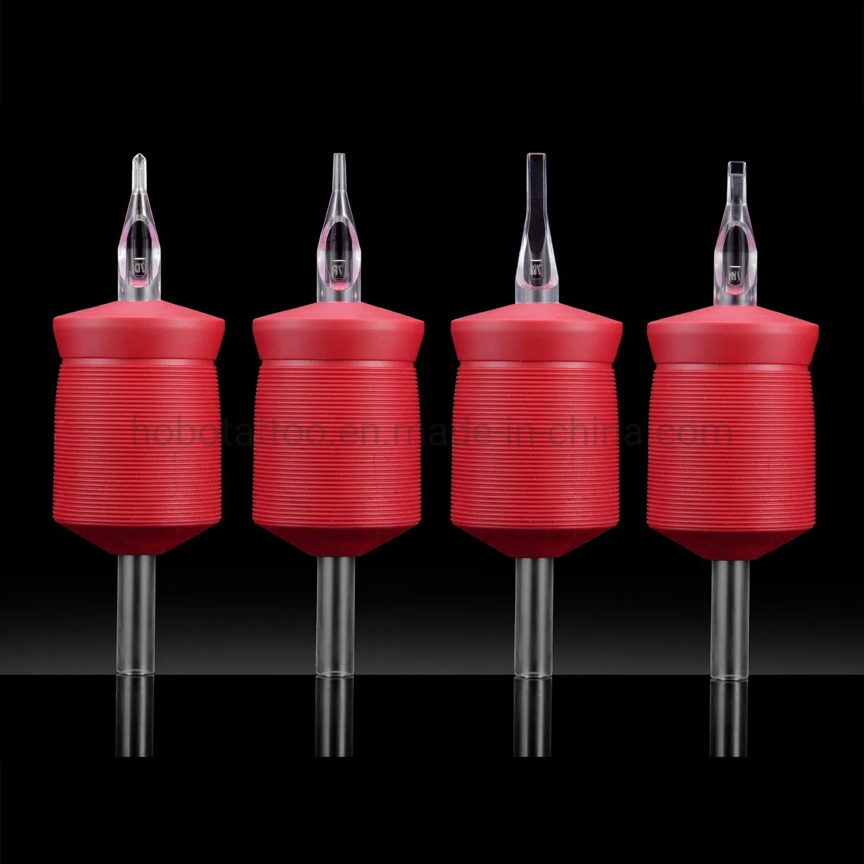 1.4 Inch Big 35mm Black Red Soft Disposable Tattoo Grips with Angled Round Tips