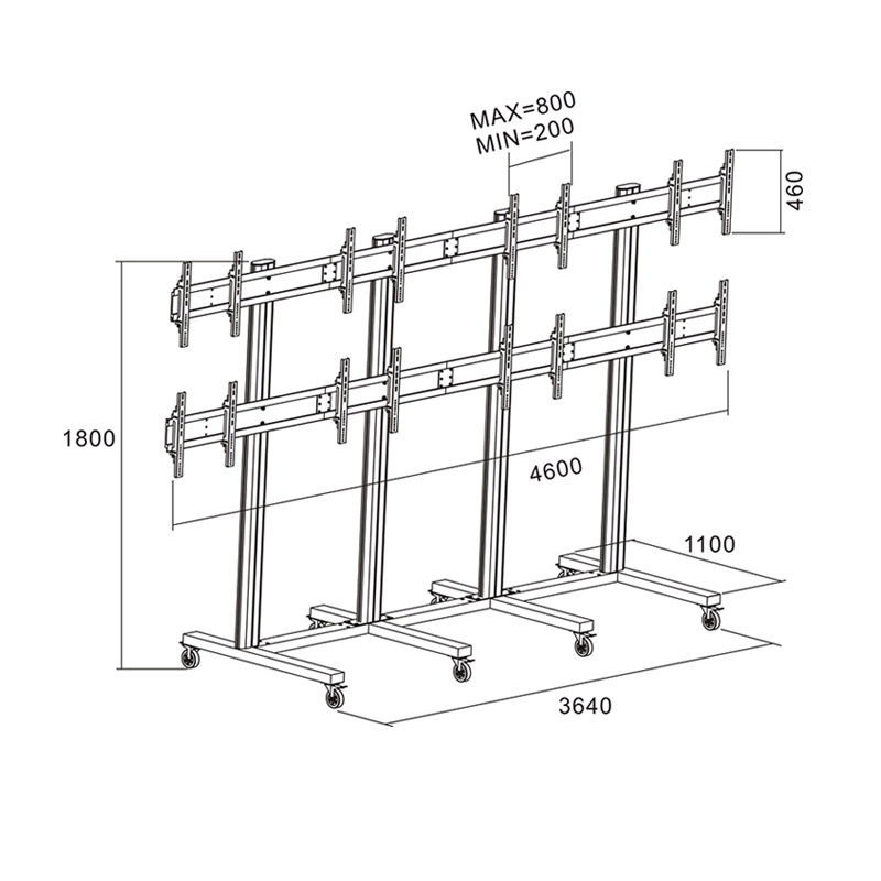 Стойка для видеостены на 8 экранов 30-55 дюймов (AW 800)