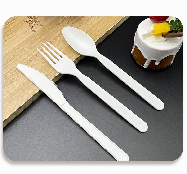 PLA Eco-Friendly Compostable Disposable Biodegradable Cutlery Fork Knife and Spoon Tableware