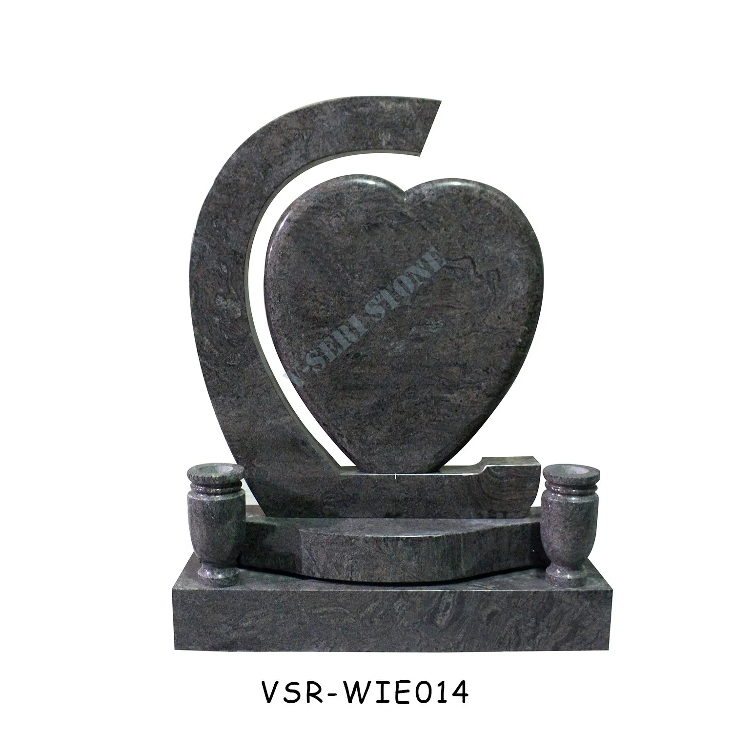 Hot Selling Black Granite Headstone Cemetery Wholesale Angel Heart Tombstone