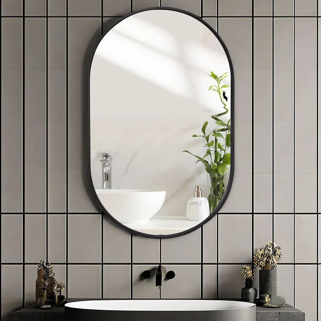Antique Brass Oval Mirror - 304 Stainless Steel Backed Wall Mirror for Bathroom & Home Decor