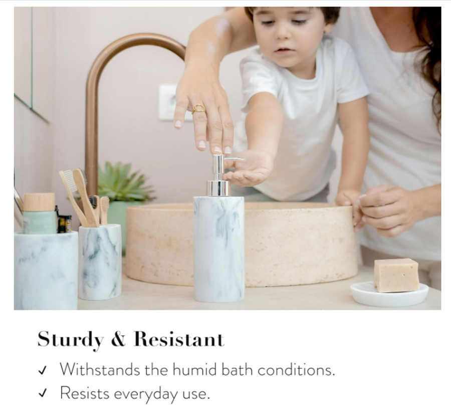4PCS Resin Bathroom Accessory Set with Soap Dispenser Toothbrush Holder