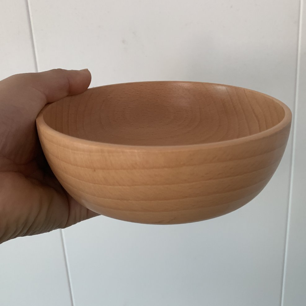 15*4.5 Cm Beech Wood Wooden Salad Rice Flat Bottom Bowl