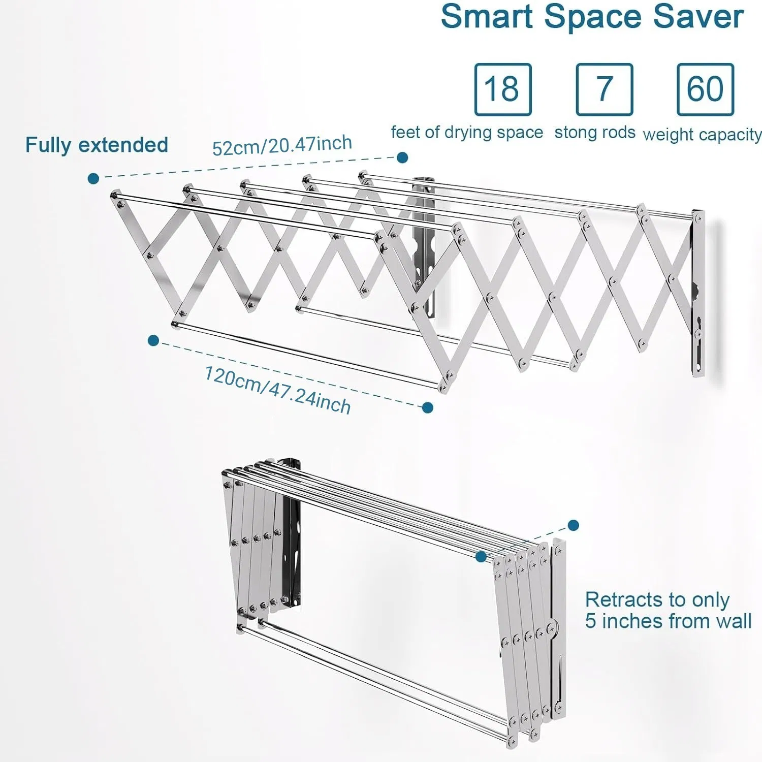 Best-Selling Creative Stainless Steel Multi-Functional Folding and Telescopic Towel Rack