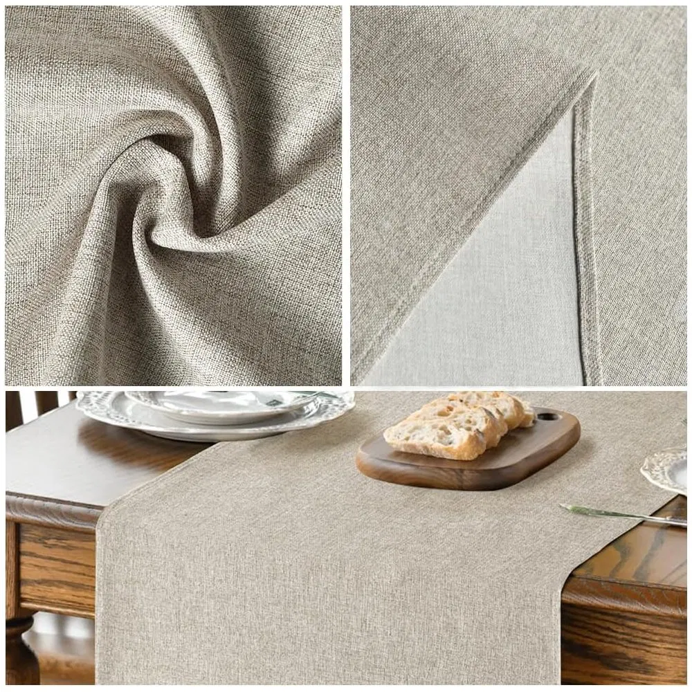 Solid Washable Light Brown Polyester Table Runner for Home Party Decor