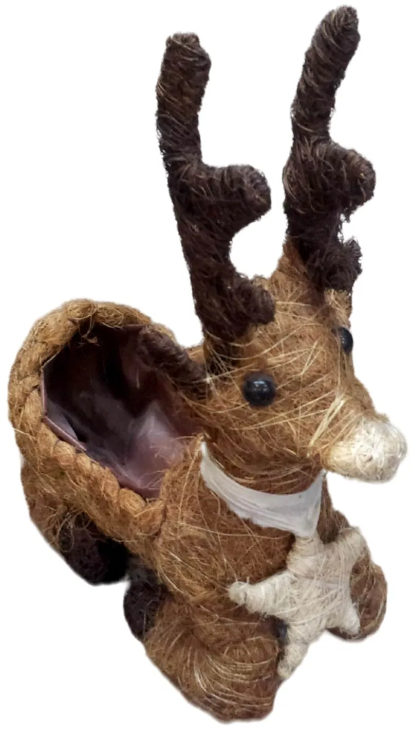 Festive Rattan Reindeer Planter for Holiday Home Decor