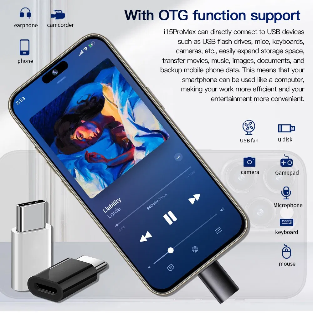 Wholeale Business 5g Phone 4+64 GB 8000mAh Dual SIM Android GSM I15PRO Max Smart Phone