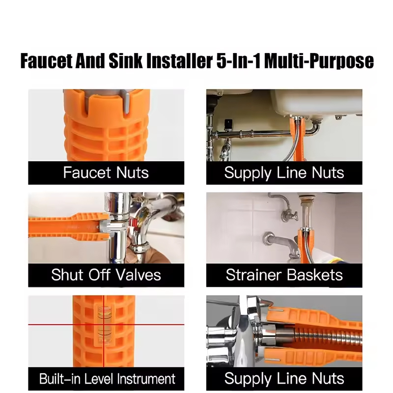 8 in 1 Multi-Function Aucet and Sink Installer Tool Basin Faucet Wrench Easy to Use for Kitchen Bathroom Water Pipe