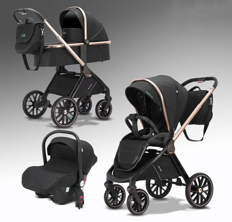 3 In1 Baby Stroller Sun Protection with Car Seat and Sleeping Basket/Plating Foldable Portable Fashion Travel Baby Stroller