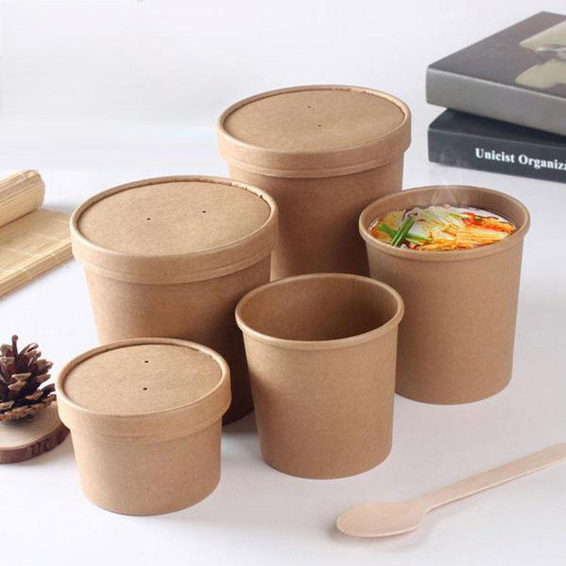 Бумажный контейнер для еды с крышкой, 8-32 унций