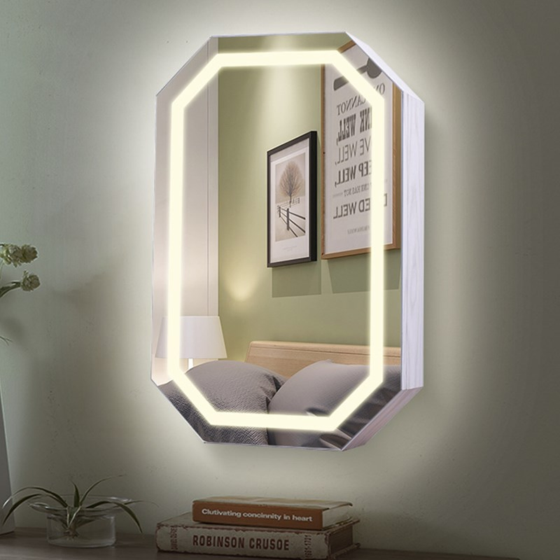 Hanging Dressing Mirror Home Smart LED Light Jewelry Cabinet