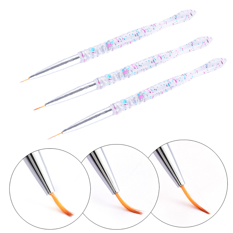 Nail Art Brush Liner French Style 3PC Set Acrylic Stripe Nail Art Liner Brush Set for Manicure Ultra-Thin Line Drawing Pen UV Gel Brushes Painting Tools