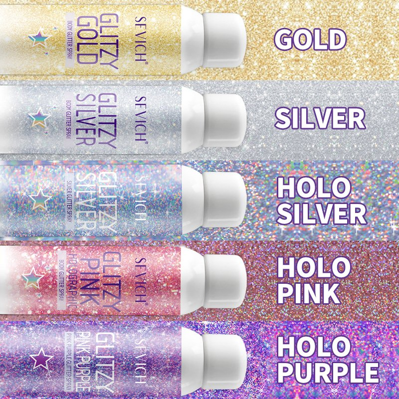 Wholesale OEM 150ml Christmas Nightclub Party Body Hair Clothes with Starry Sky Color Sparkle Glitter Spray