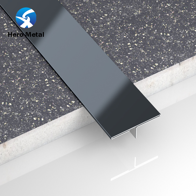 Wholesale Flooring Decoration Stainles Steel Profile T Shape Corner for Outside Gold Grey Hero Metal Trim Edge Tile Strip