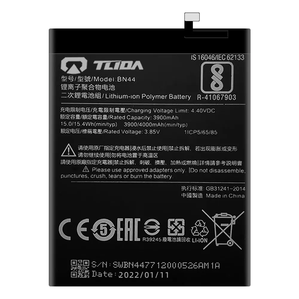 Tlida OEM Mobile Phone Battery Internal Battery for Xiaomi Redmi7/Note8/Bn46/Bn44/Bn34/Bn48