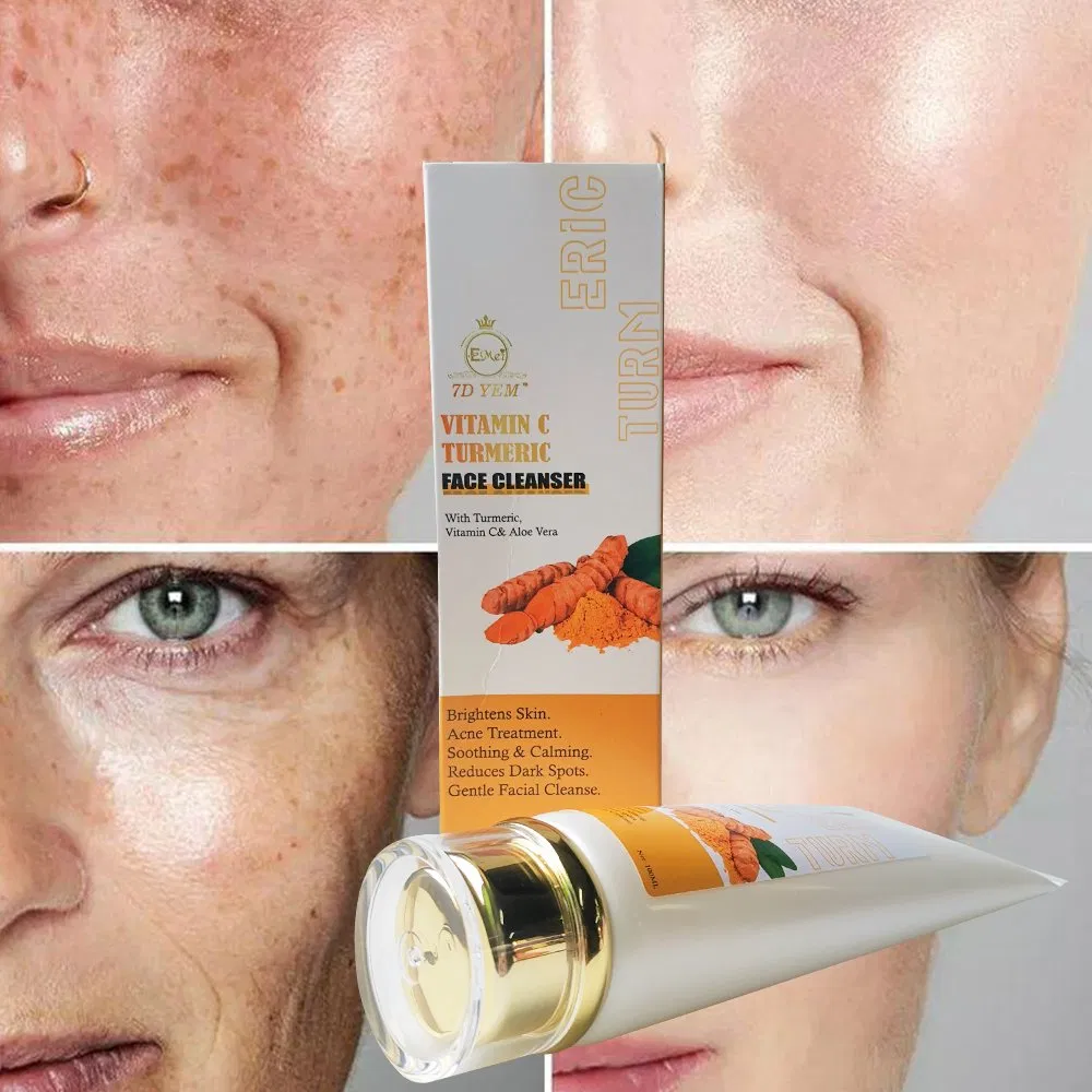 Natural Organic Mild Cleansing Turmeric Extract Cleanser Rich Foam Refreshing Oily Skin Moisturizing Cleanser with Vitamin C