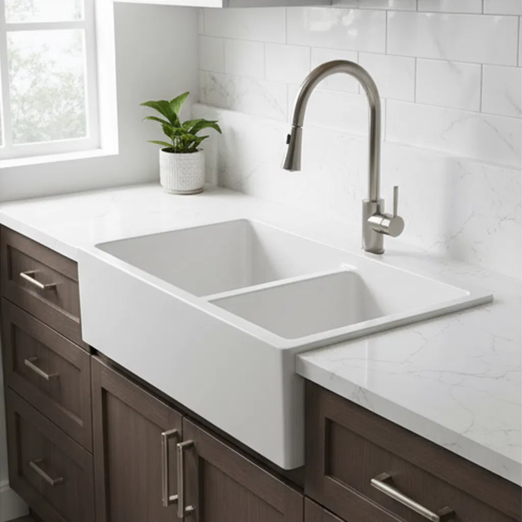 Modern Acrylic Double-Bowl Laundry Drop-in Sink for Homes