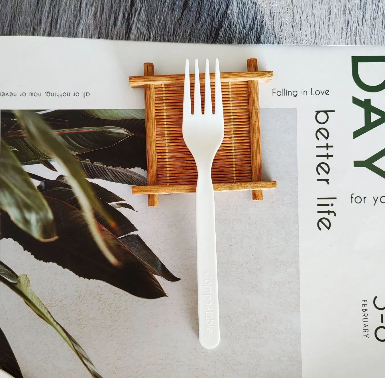 Disposable Bio Compostable Biodegradable Dinnerware 7 Inch PLA Spoon Knife Fork