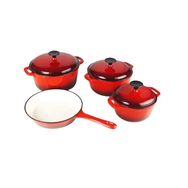 Hot Sale Customized Enamel Cooking Pots Set Enamel Cast Iron Nonstick Pot Cookware Sets