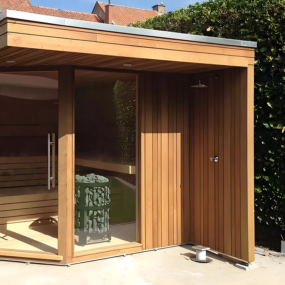 Deluxe Square Outdoor Sauna Tailored to Personalized Backyard Leisure & Wellness Needs