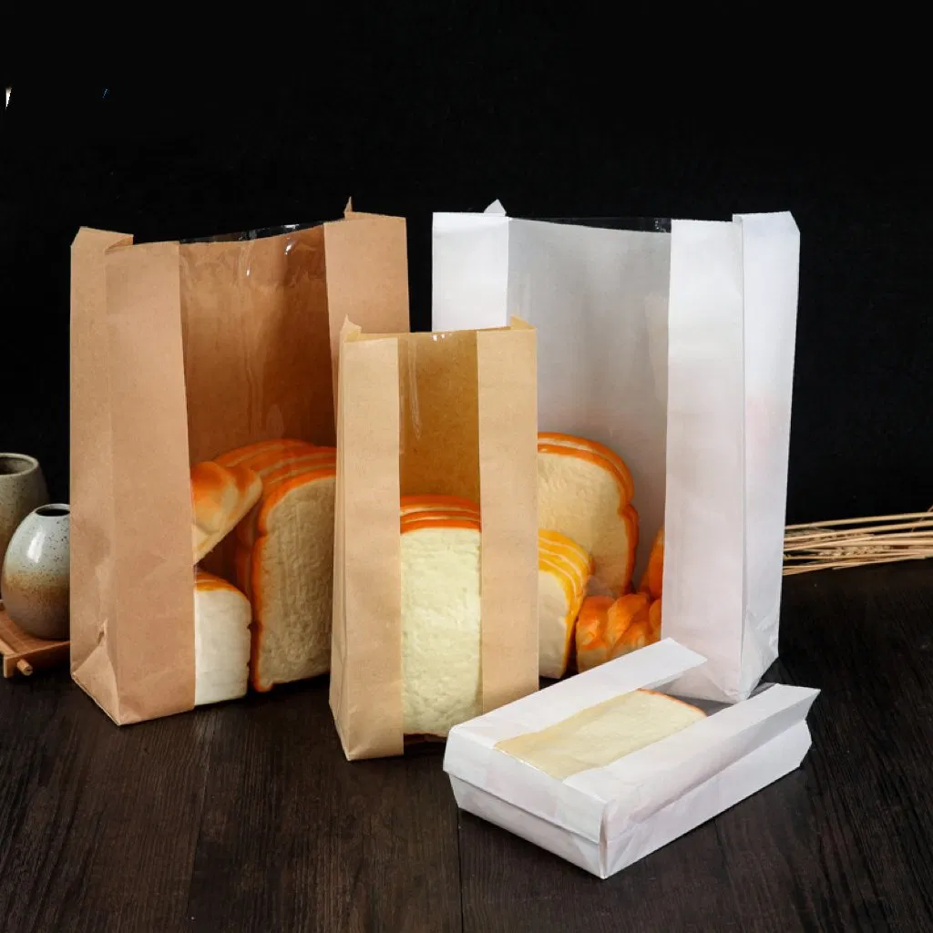 Bread Packaging Kraft Paper Bags Oil Proof Donut Baguette Paper Bread Bag