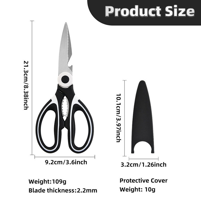 Ds-6603 (2 Pack) Multifunctional Kitchen Scissors Ultra Sharp Stainless Steel Kitchen Shears New Hand Metal Shear