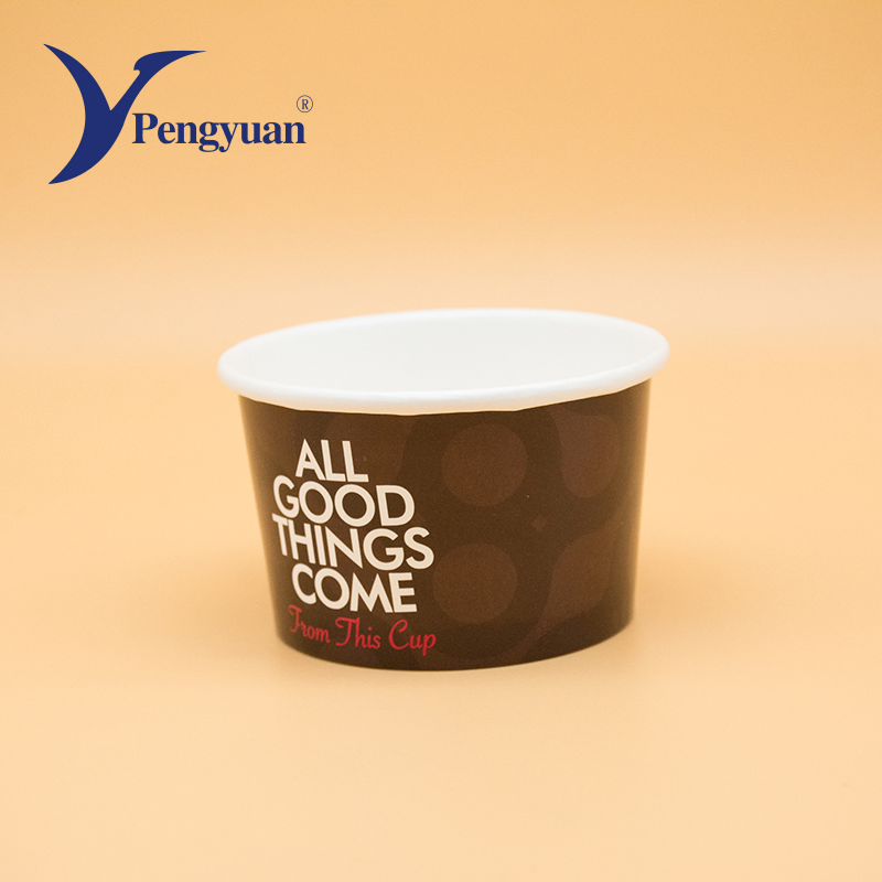 Custom Disposable Logo Printed Ice Cream Cup Frozen Yogurt Paper Cup with Lid
