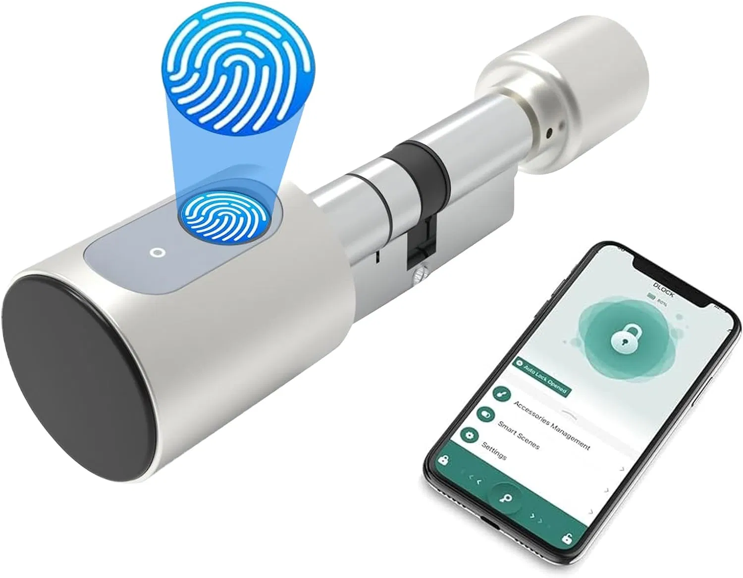 Fingerprint Keyless Entry Lock with Bluetooth Suit 60mm Door, Touchscreen Keypad Deadbolt Lock with APP Control