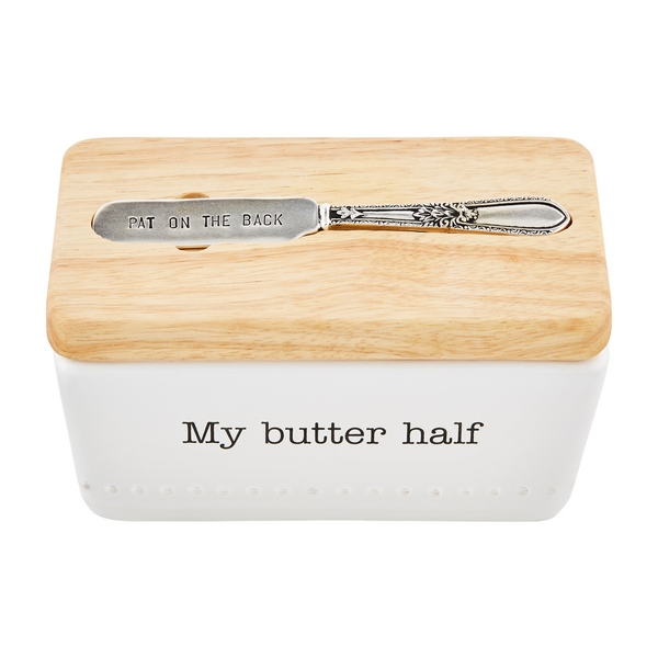 Stylish Butter Dish Bowl with Durable Wood Cutting Board Top