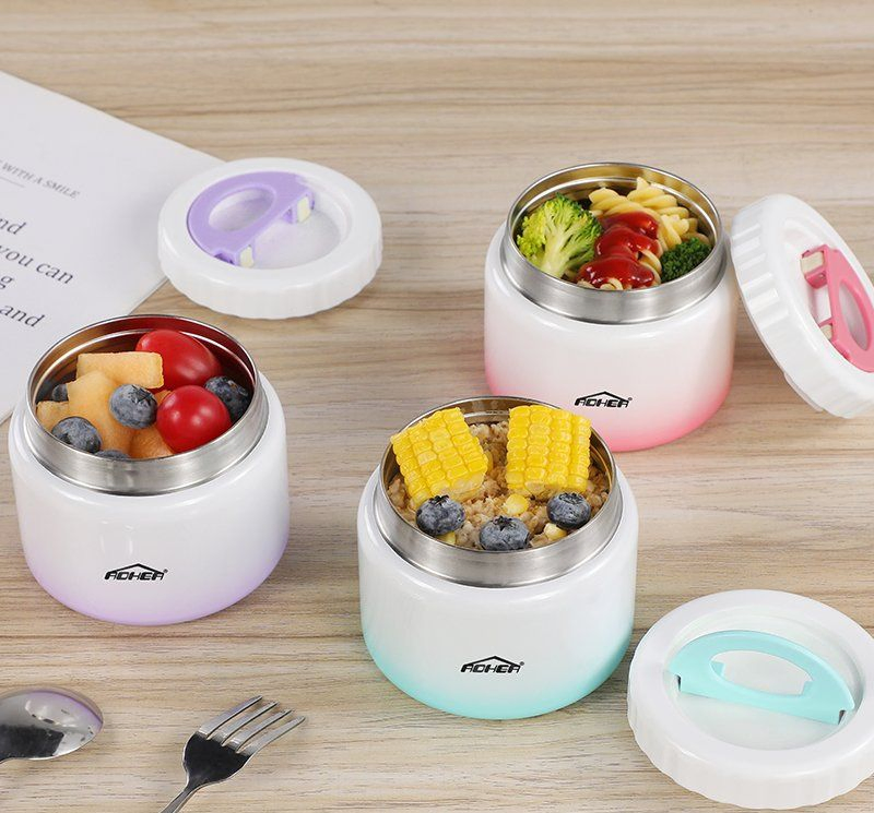 Aohea BPA-Free 350ml/250ml Food Grade Stainless Steel Food Jar for Kids