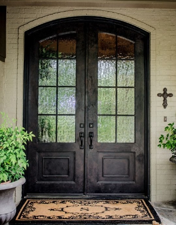 Luxry Solid Wood Front Door with Tember Glass Custom Elegant Entrance Door