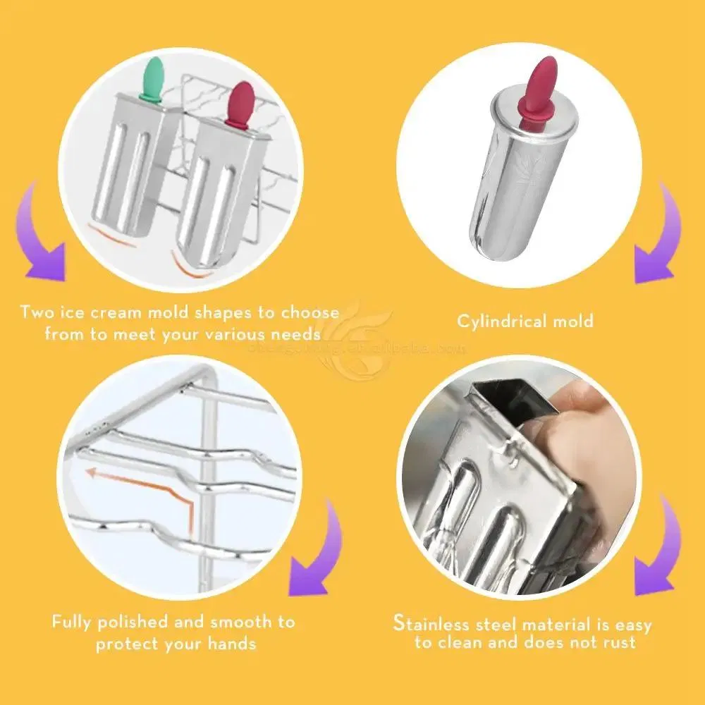 Stainless Steel Popsicle Moulds Tools Fruit Round Ice Cream Maker