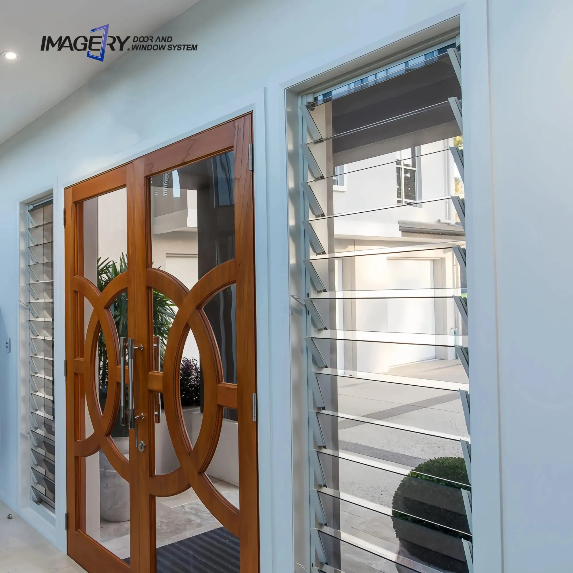 Modern Adjustable Aluminum Window Shutter with Glass Louvers