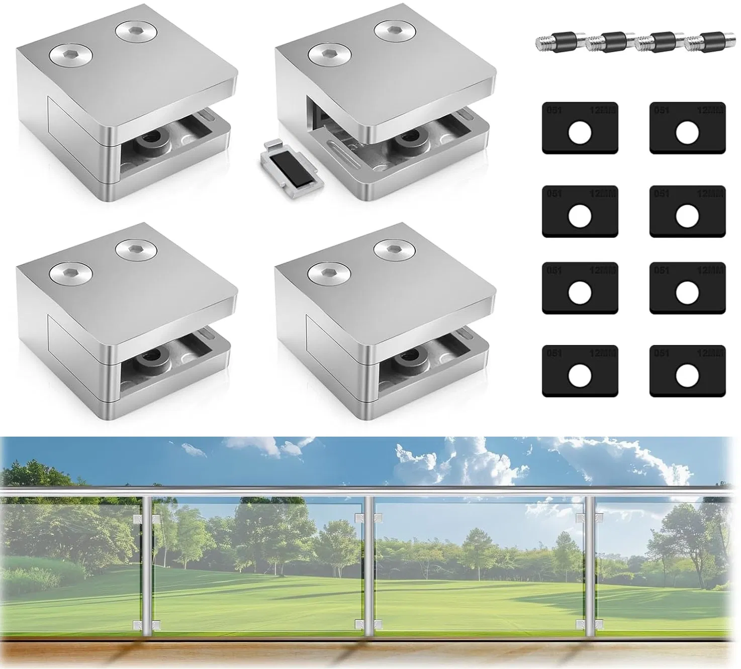 Stainless Steel Heavy Duty Square Glass Railing Clamp 45X45mm