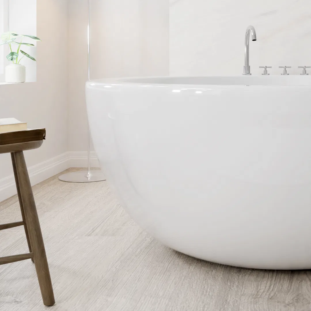 Гладкая акриловая ванна белая круглая