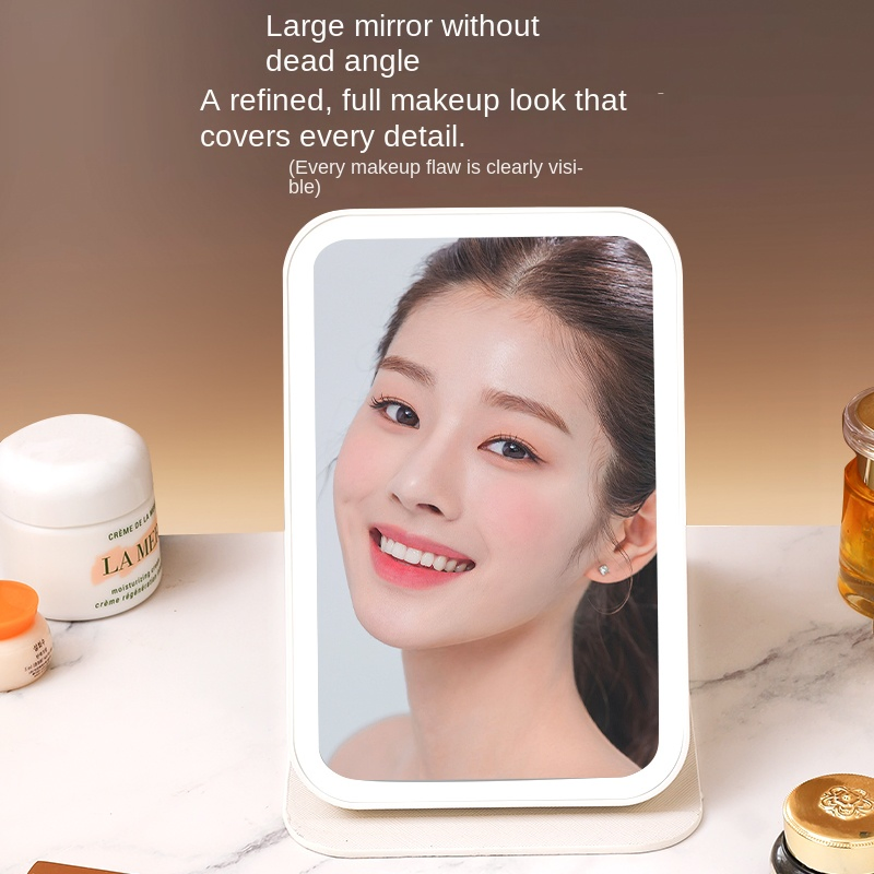 USB Rechargeable LED Makeup Mirror with Three-Color Stepless Dimming